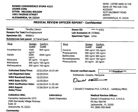 cold medicine effect on drug test results